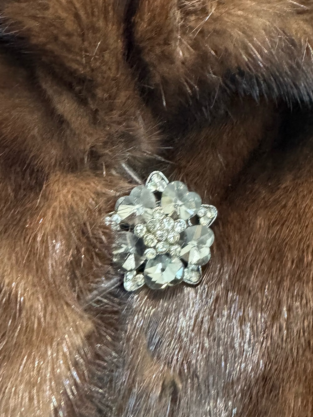 GENUINE MINK Fur Brown funnel neck coat in brown - Picture 8 of 12